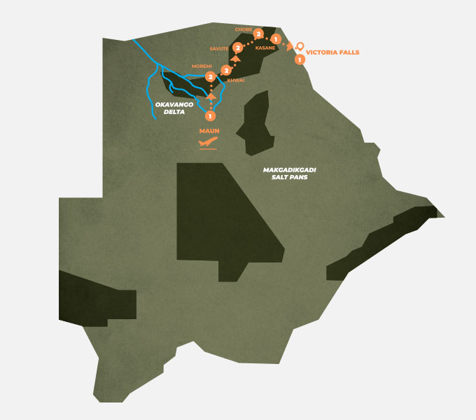 Kasane, Chobe & Botswana Self Drive 4x4 Safari Route