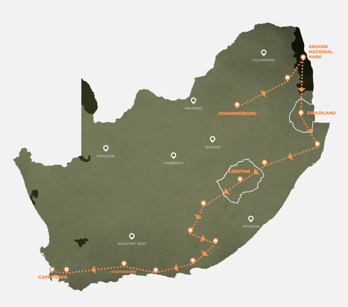 South Africa 4x4 route itinerary